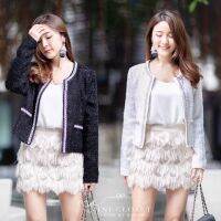 ส่งเร็ว! ?Pearl tweed Jacket?มาแล้ว ตัวผ้าTweed  ดีไซน์เดินขอบมุก กระเป๋าหลอก งานตัดเย็บดีมีซับในทั้งตัว