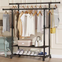 Clothes rack Standing Coat Rack Garment Rack Clothes Garment Hanging Storage Wardrobe Coat Shelves Floor Hanger For Dormitory