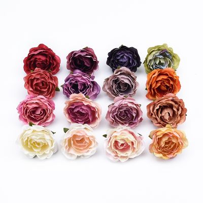 【CC】 10Pcs 4cm Multicolor Wedding Decoration Silk Scrapbooking Artificial Flowers Wreaths Pompons