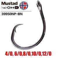 Mustad ตะขอตกปลาปีศาจรูปร่างกลมปลาฉลามทูน่าขนาดใหญ่ทำจากเหล็กกล้าคาร์บอนสูง39950NP-BN