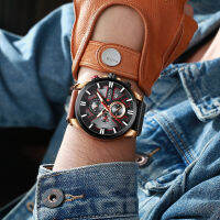 HotCURREN นาฬิกาสำหรับชายแบรนด์หรู Luminous หนังผู้ชาย Casual กีฬาแฟชั่นกันน้ำ Chronograph Relogio Masculino