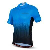 HOT★ผู้ชายฤดูร้อนสั้นแขน Quick แห้งแผนที่จักรยานเสื้อผ้า MTB Ropa Ciclismo Triathlon ชุด Sportwear สีฟ้า Maillot