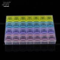 【CW】▼  1PCS 4 Row 28 Squares Weekly 7 Days Tablet Pill Holder Medicine Storage Organizer