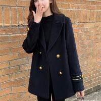 【YD】 Wool Coat Womens 2023 New Outwear Trend Loose Hepburn Wind Overcoat Padded Eoolen Jackets Female