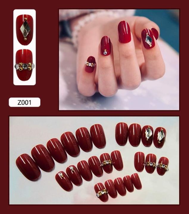 Móng tay giả màu đỏ đô đính đá được cập nhật thời trang 2024 với những mẫu thiết kế độc đáo, tinh tế và cuốn hút. Với đa dạng chủng loại, màu sắc và họa tiết đa dạng, bạn có thể tìm được bộ móng tay giả ưa thích cho riêng mình, giúp bạn tự tin bước đi trong mọi hoàn cảnh.