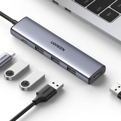 UGREEN Usb Hub Type C To 4 Usb 3.0 Hub To Type C อะแดปเตอร์ 5G สําหรับ compatible compatible for Macbook Pro Air M1 พีซีแล็ปท็อปอุปกรณ์เสริม Usb C Hub Splitter