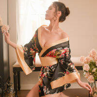 Womens Lingerie Nightgown Satin Kimono Bow Knot Bathrobe Nightgown Set Bath Robes