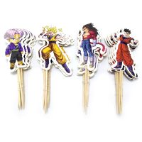 【CW】▧✤℡  Happy Birthday Events Baby Boys Kids Favors Goku Card Wtih Sticks Decoration Toppers 24pcs/lot