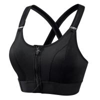 Women Sports Bras Tights Crop Top Yoga Vest Front Zipper Plus Size Adjustable Strap Shockproof Gym Fitness Athletic Brassiere