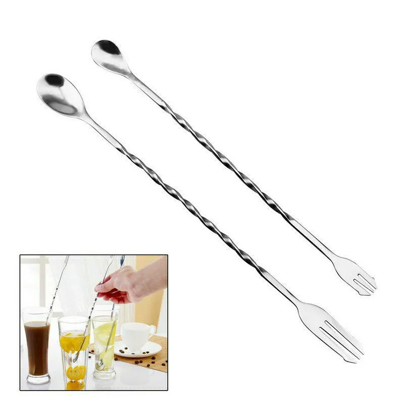 StainlessLUX 77503 Brilliant Stainless Steel Long Spoons / Stirrer Set (2  Pieces / Set)