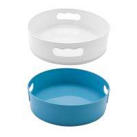 2Pcs Multi-Function Rotating Tray/Kitchen Organizer/Cosmetics Organize - 360 Degree Rotating Spice Rack (White+Blue)