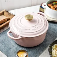 23cm/25cm เตาอบเหล็กดัตช์เคลือบ Enameled Cast Iron Dutch Oven - 3.25L/4.25L Dutch Oven Pot with Lid and Steel Knob 500 degrees