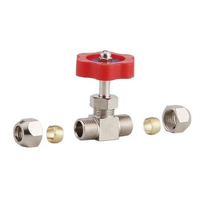 Durable Tube Nickel-Plated Brass Plug Needle Valve OD Fou 6mm/8mm/10mm Micro Brass Valve Precision Electrovalve Needle Faucet 10