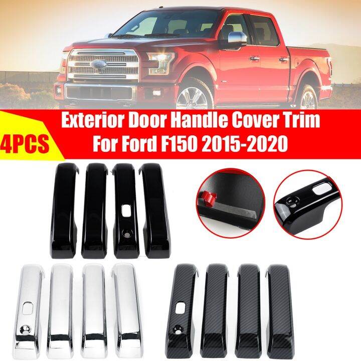 4ชิ้นประตูด้านนอกคาร์บอนไฟเบอร์ฝาครอบที่จับ-trim-สำหรับ-ford-f-150-f150-2015-2020