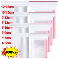 100Pcs Transparent Plastic Reusable Sealed Food Storage Packing Jewelry Organizer Zip