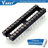 5pcs DIP-28 Round Hole 28 Pins 2.54MM DIP DIP28 IC Sockets Adaptor Solder Type 28 PIN 2.54 IC Connector