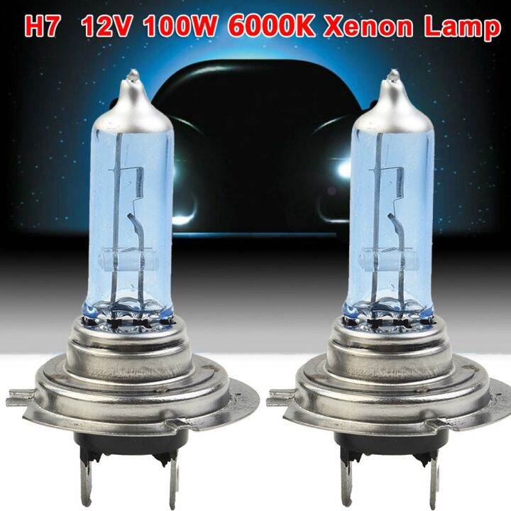 รถยนต์ฮาโลเจน-led-h7-2ชิ้น12v-หลอดไฟหน้าหลอดไฟไฟซีนอนแสงไฟขาวจัด6000k