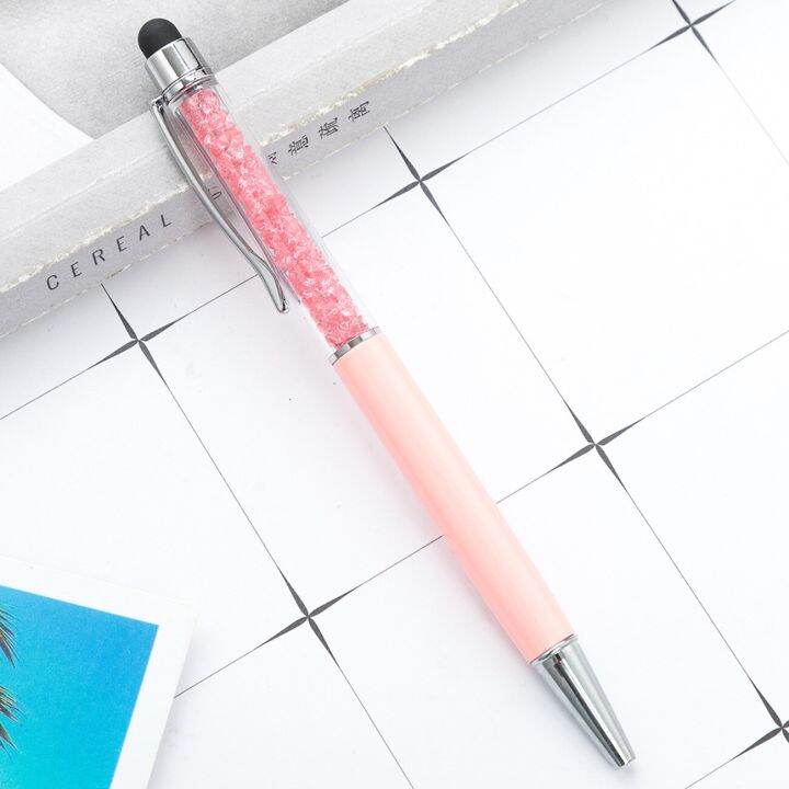 50pcs-lot-customized-crystal-ballpoint-pen-creative-stylus-touch-pen-26-colors-writing-ballpen-stationery-office-school-supplies-pens