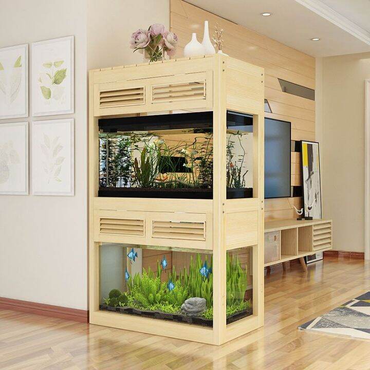 Solid Wood Fish Tank Rack DoubleLayer Custom Simple Concise Household Aquarium Base