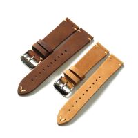 Handmade crazy horse leather 19 20 21 22MM retro mens genuine leather watch strap soft and simple watch strap 【JYUE】