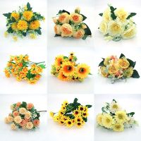 【DT】 hot  Yellow variety autumn fake tea rose peony silk flower autumn gerbera daisy fake flower plastic DIY wedding home accessories