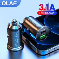 Olaf QC3.0 Car Charger Fast Charging White Black Dual Port Mini Car Phone Power Adapter PD 20W USB Type C Charge Car Charge Car Chargers