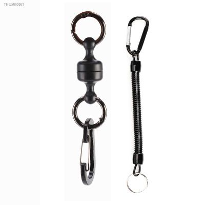 ♟◆ Portable Steel Fishing MRC Strong Magnetic Quick Release Clips Net Holder with Fishing Coil Lanyard Aluminum Carabiner