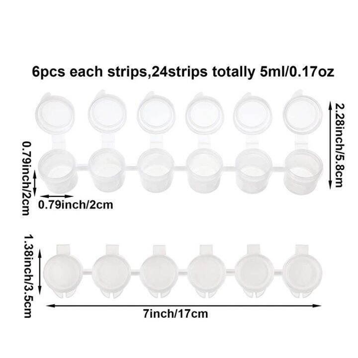 23new-24-strips-144-pots-empty-paint-strips-paint-cup-pots-clear-storage-containers-painting-arts-crafts-and-20-pcs-paint-brushes