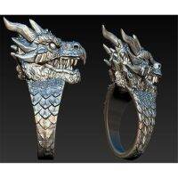 Cincin Naga Titanium untuk PriaMens Sliver Domineering Dragon Rings