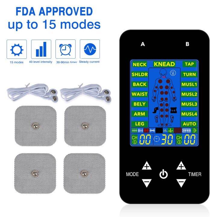 15 Modes Electric Tens Relax Muscle Stimulator EMS Acupuncture Body