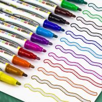 【cw】 8PCS/12PCS Card Diary 8/12Colors Scrapbook Graffiti Highlighter Pens Outline