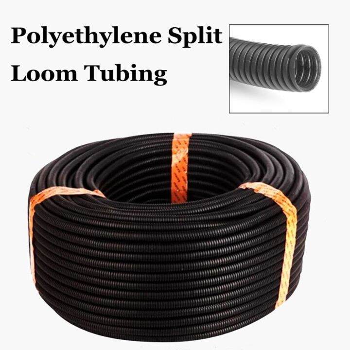 50Ft Split Wire Loom Conduit Sleeve Tube Polyethylene Black Heat