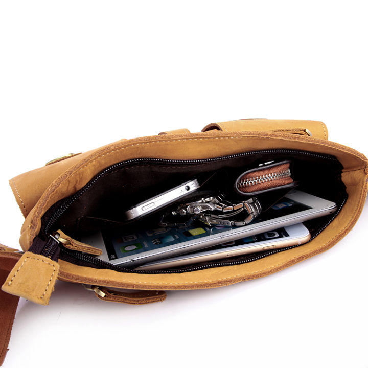 กระเป๋าแฟชั่นเข็มขัดหนังเครซี่ฮอร์สผู้ชาย-กระเป๋าคาดเอวหนังแท้กระเป๋าเงินกระเป๋า-molle-m082