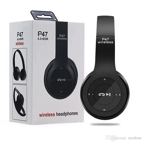 Tai nghe chụp tai cao cấp có khe thẻ nhớ Bluetooth P47, có dây aux kết nối điện thoại máy tính laptop.