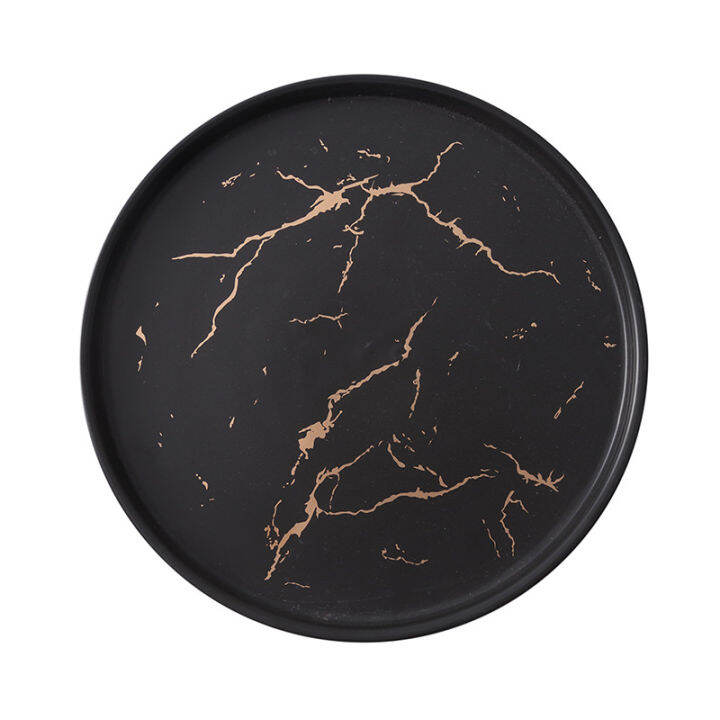 marble-plate-ceramic-round-steak-dinner-black-striped-kitchen-utensils-porcelain-creative-nordic-dessert-snack-dishes