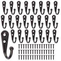 24 Sets of Robe Hook Towel Holder for Bathroom Kitchen Accessories Wall Coat Key Hook with Screws Black