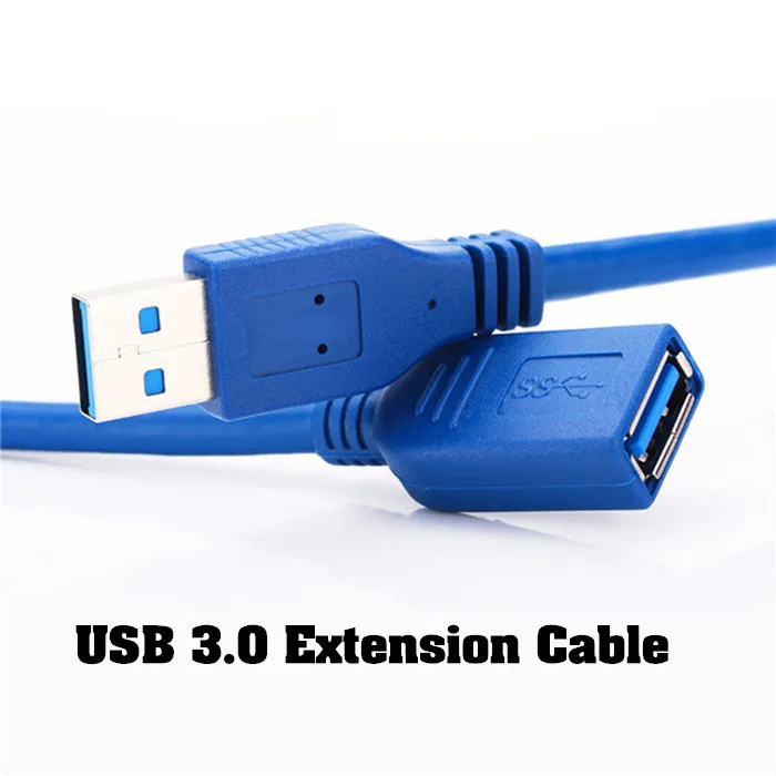 Cables Blue USB 3.0 Extension Cable Male to Female Data Sync Fast Speed Cord Connector Cable Length: 1.5M 