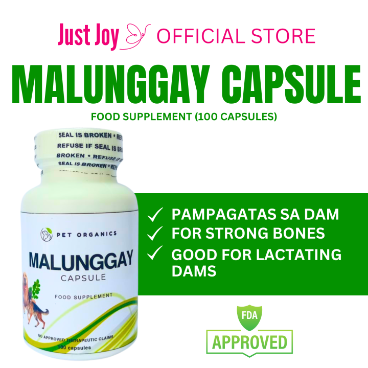 JUST JOY MALUNGGAY CAPSULE FOR PET 100 CAPSULES FOR LACTATING DAM