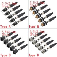 【CW】∈  5Pairs 5.5 x 2.1mm Male Plug   Female Jack Socket Connectors Screw Panel Mount 5.5x2.1 mm DC022 12V