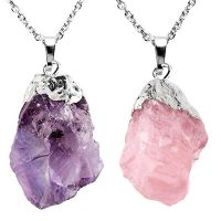 【YF】☢▪  Raw Stone Pendant Irregular Chakra Healing Color Necklace Birthday