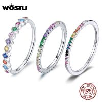 {Xixi เครื่องประดับ2021 WOSTU แหวนเพทายหลากสีแหวน925เงินสเตอร์ลิงแหวนนิ้วสีรุ้งสำหรับผู้หญิงเครื่องประดับเงินสุดหรู