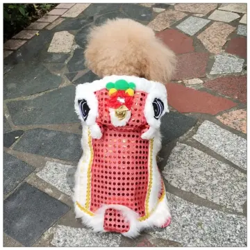 Chinese new year costume lion shop head dance clothes for pet dog