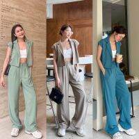 LADIES VEST BLAZER SET?(530฿ฟรีส่ง) เข้าแล้วค่าา ชุดเซทเบลเซอร์แขนล้ำ เสื้อครอปกึ่งยาวกึ่งสั้นกำลังพอดีโทนสีละมุนคลุมโทน