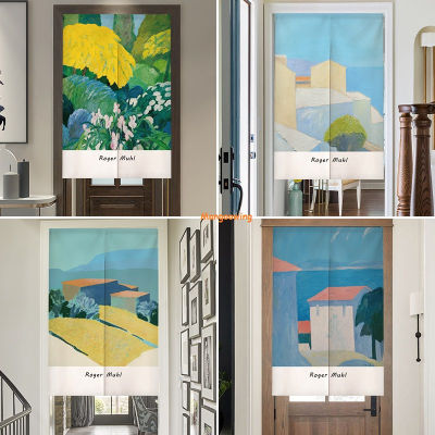 Customize Vintage Style Door Curtain for Kitchen Partition Half Height Doorway Curtain Self Adhesive No Nail Japanese Style Partition Curtain
