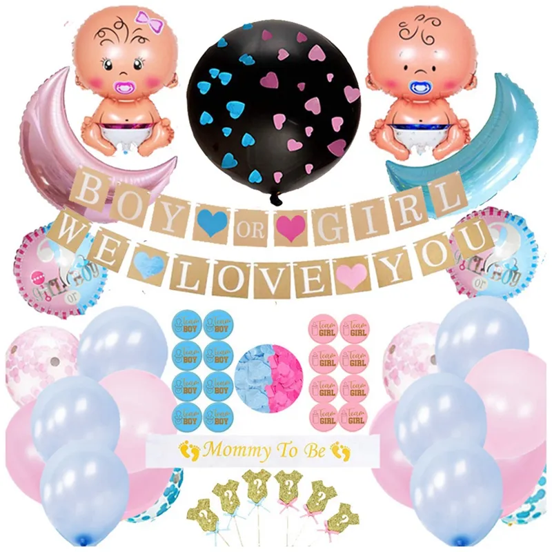 Gender Reveal Party Decoration, Baby Shower Mixed Decor For Baby Showers,  Boy Or Girl Balloon With Team Boy Team Girl | Lazada