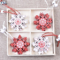 FAL Christmas Pendant Set Wooden Hanging Xmas Tree Decor Classic Christmas Patterns Seasonal Ornament Pieces For Car Home