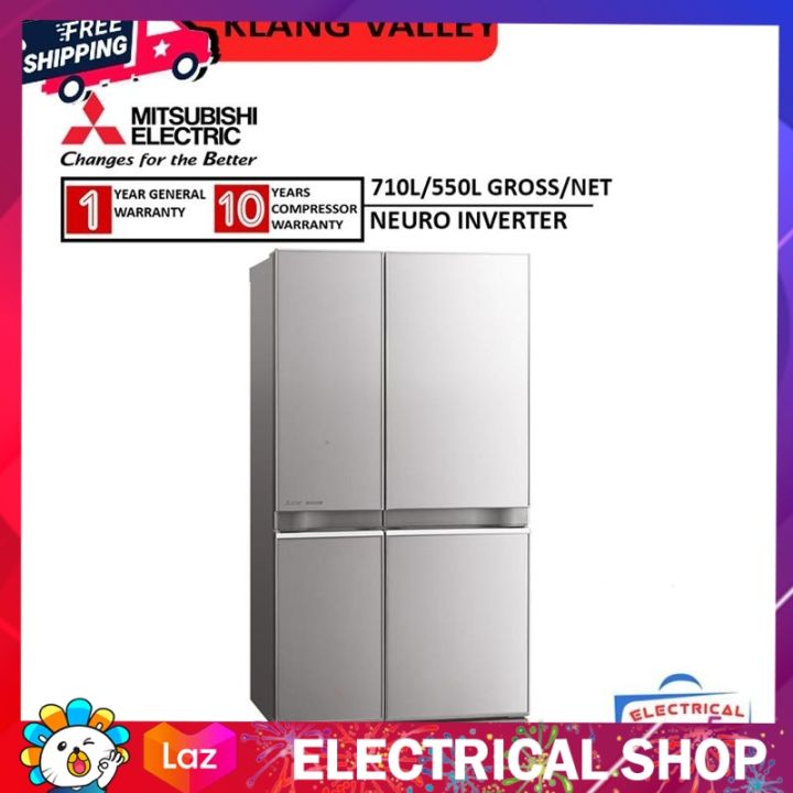 mitsubishi 710l glass grande french door fridge