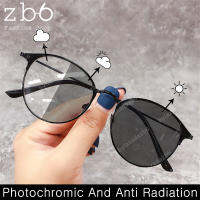 [ฟรีกระเป๋า] ครึ่งขอบ Photochromic ป้องกันแสงสีฟ้าแว่นตาผู้หญิงผู้ชายกรอบโลหะเปลี่ยนสีคอมพิวเตอร์ม่านบังแดดแว่นตา