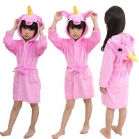 Cute Unicorn Hooded Children Bathrobes Baby Pink Soft Warm Bath Robe Animal for Girls Pyjamas Nightgown Kids Sleepwear 1-6Y