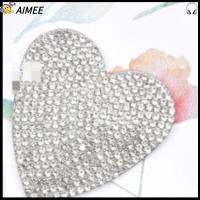 AIMEE 8pcs 4.55ซม. ค่ะ สติกเกอร์พลอยเทียมรูปหัวใจ รูปหัวใจ กระจกสำหรับผู้หญิง สติกเกอร์โทรศัพท์รถยนต์ แวววาวและเงางาม กาวในตัว สติกเกอร์เพชรติดด้วยตนเอง ผู้ใหญ่และเด็ก